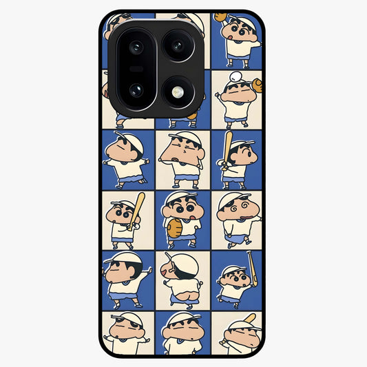 Playful Shin Swing Glass Case for 1+15 lively front view featuring animated character artwork with playful theme