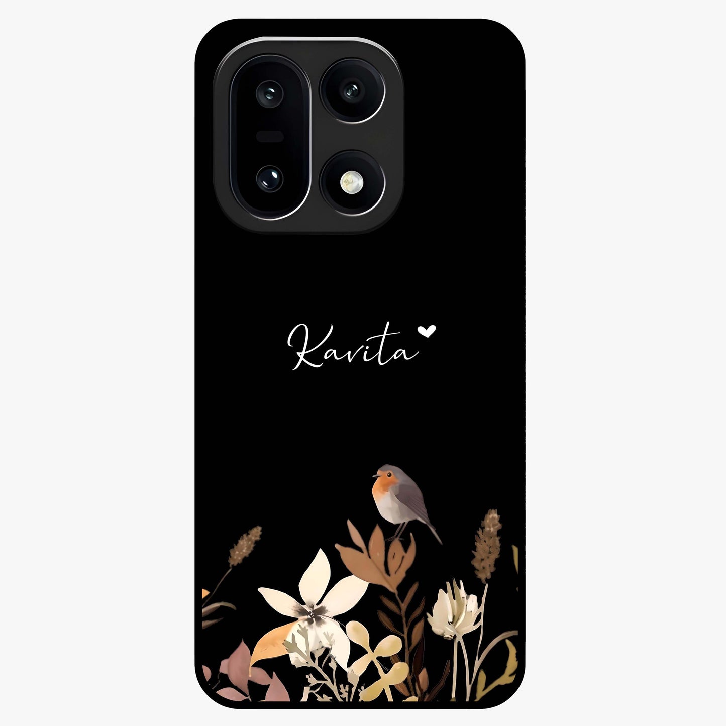Quiet Garden Tune Glass Case for 1+15 serene front view featuring peaceful floral garden artwork