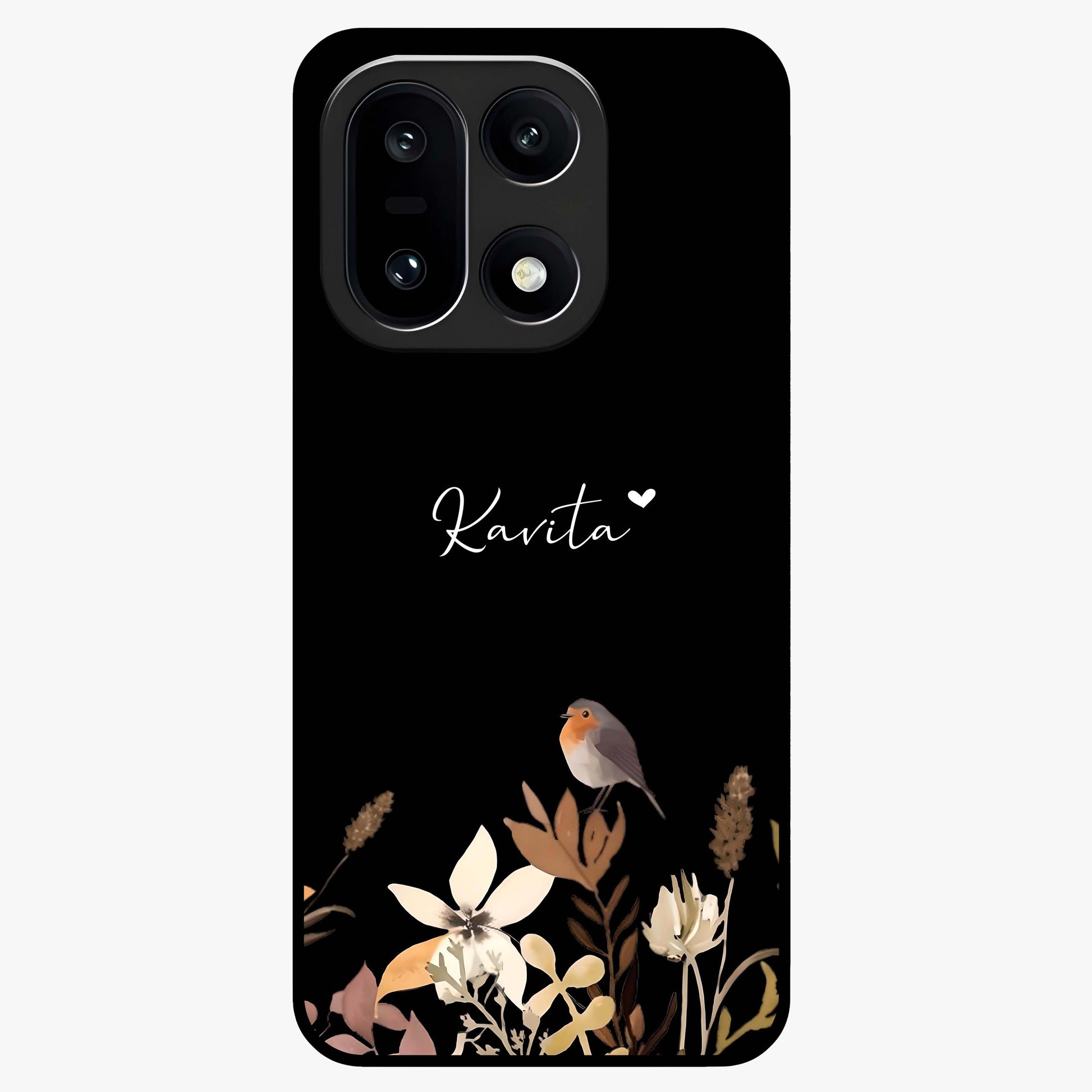 Quiet Garden Tune Glass Case for 1+15 serene front view featuring peaceful floral garden artwork