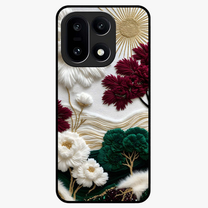 Radiant Bloom Elegance Glass Case for 1+15 elegant front view featuring luminous floral artwork