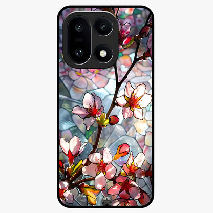 Radiant Bloom Glow Glass Case for 1+15 vibrant front view featuring glowing floral artwork in warm tones