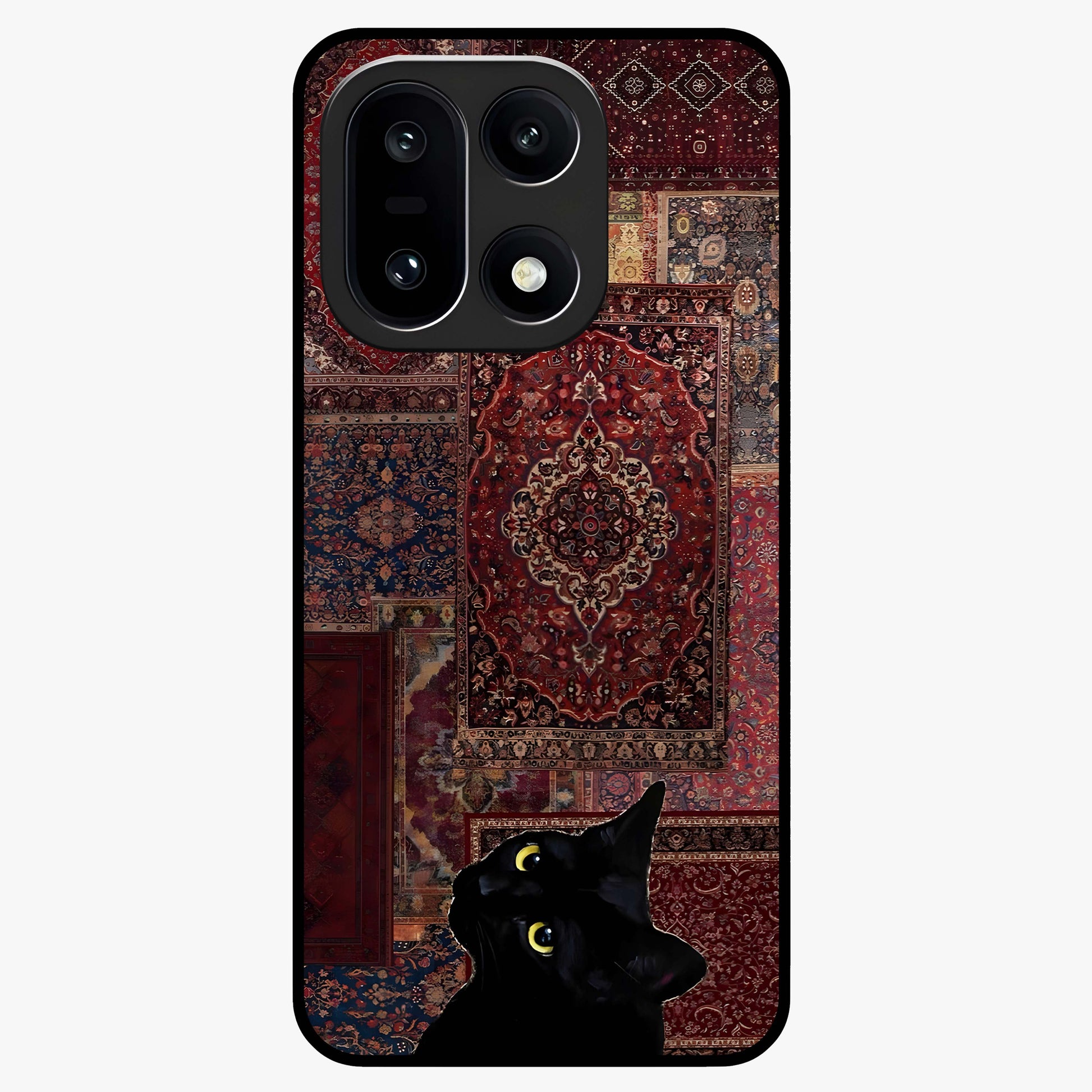 Regal Magic Cat Apple Glass Case for 1+15 playful front view featuring charming cat artwork with whimsical theme