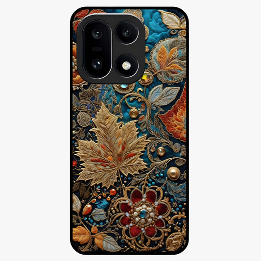 Royal Jewel Garden Glass Case for 1+15 luxurious front view featuring ornate floral artwork with jewel accents
