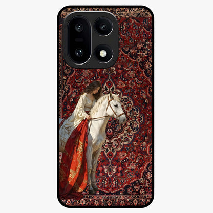 Royal Rider Tapestry Glass Case for 1+15 majestic front view featuring rider artwork in tapestry style