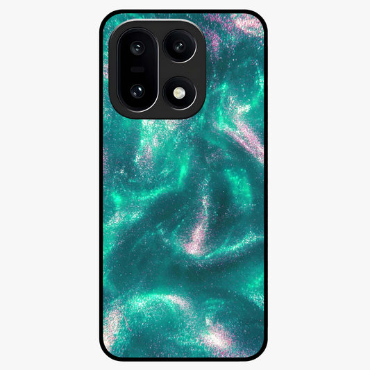 Shimmering Nebula Waves Glass Case for 1+15 vibrant front view featuring cosmic wave artwork in glowing tones