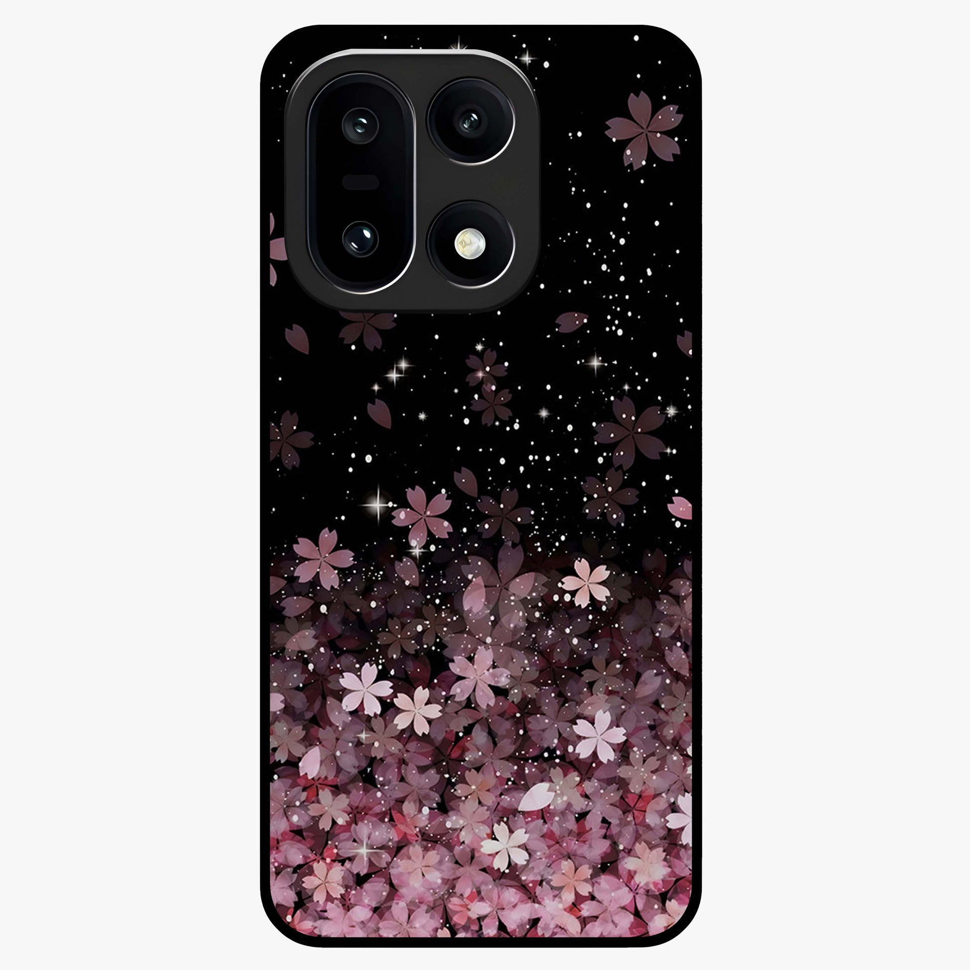 Small Starry Flowers Glass Case for 1+15 charming front view featuring tiny floral artwork with star accents