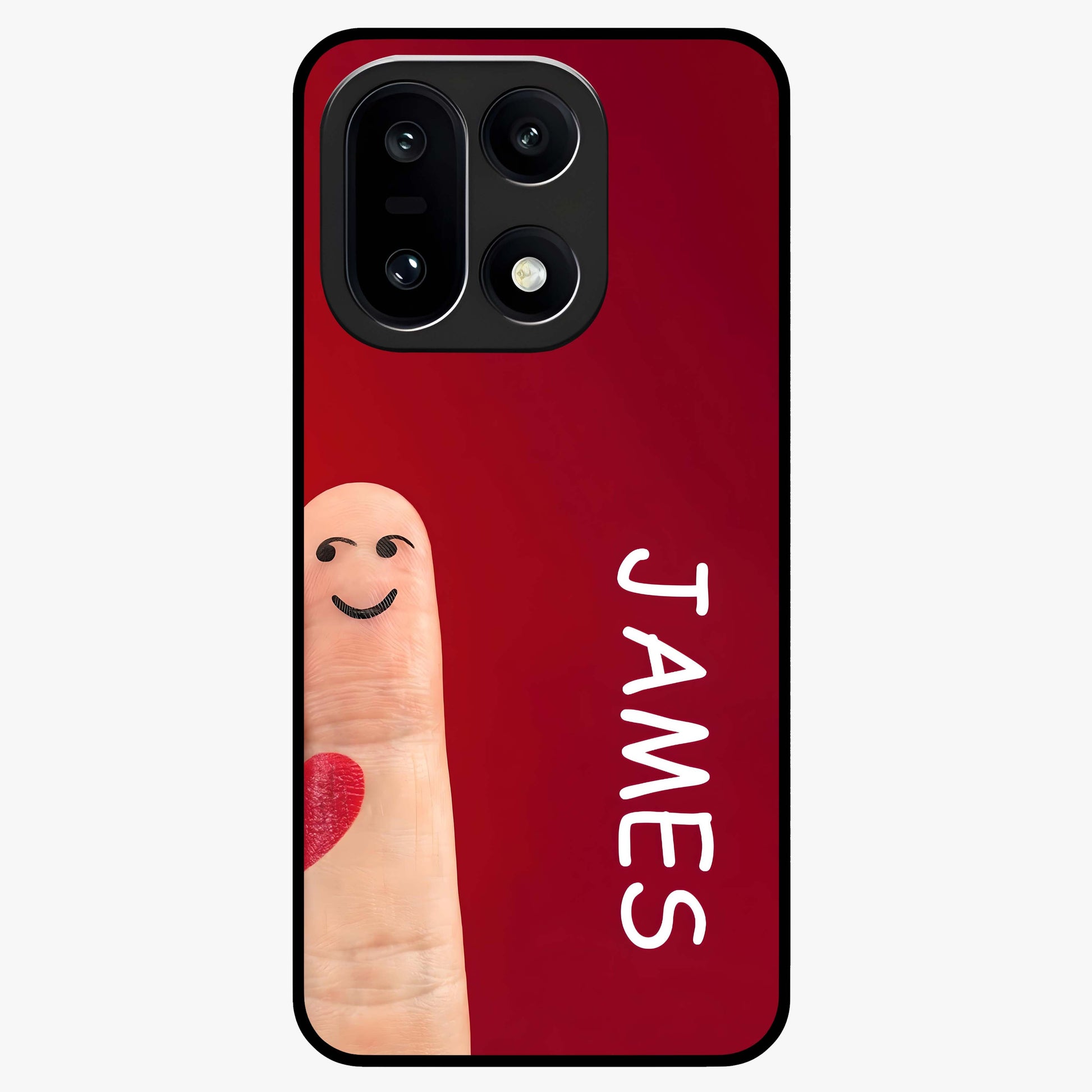 Smiling Heart Bond Glass Case for 1+15 cute front view featuring playful heart themed artwork