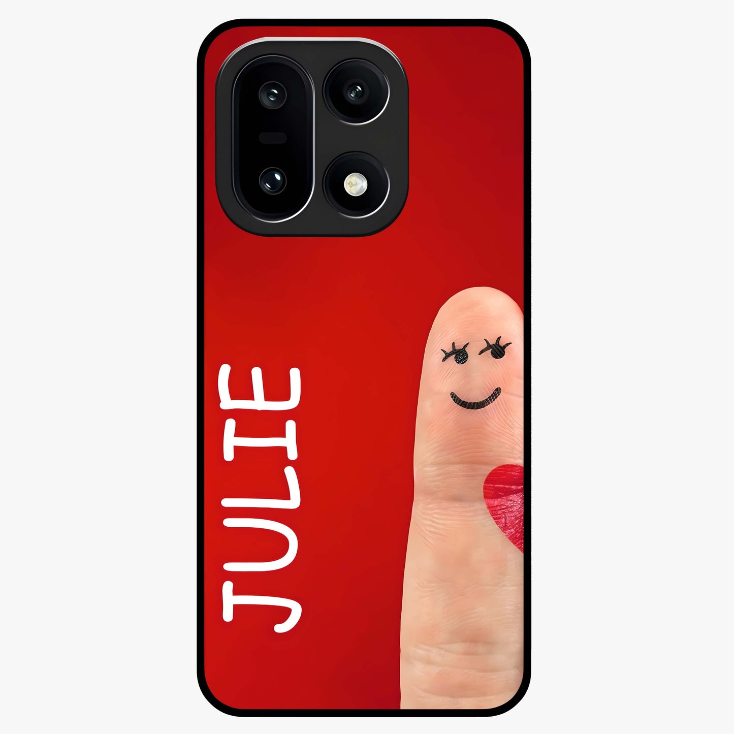 Smiling Love Sign Glass Case for 1+15 romantic front view featuring love sign inspired artwork