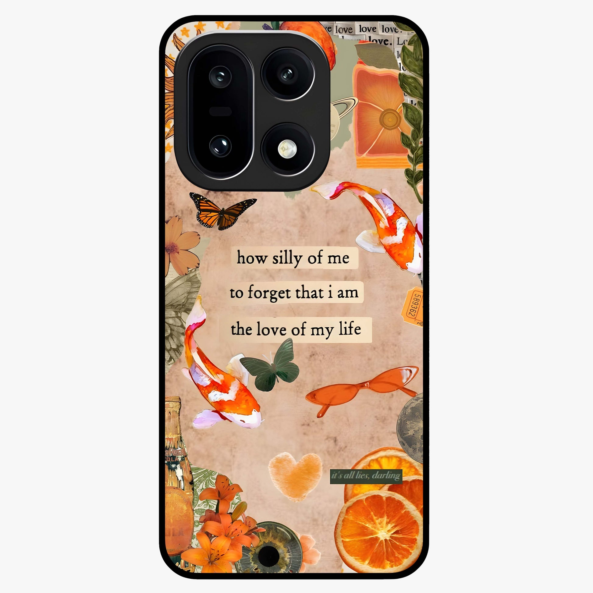 Soft Chaos Aesthetic Glass Case for 1+15 artistic front view featuring abstract chaotic artwork in soft pastel tones