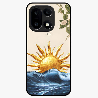 Solar Wave Bloom Glass Case for 1+15 vibrant front view featuring floral artwork blended with solar wave patterns