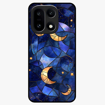 Starlit Sky Tapestry Glass Case for 1+15 elegant front view featuring starry sky artwork in tapestry style