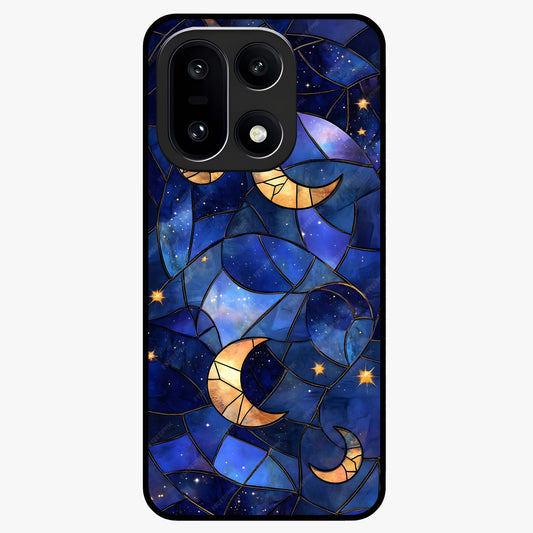 Starlit Sky Tapestry Glass Case for 1+15 elegant front view featuring starry sky artwork in tapestry style
