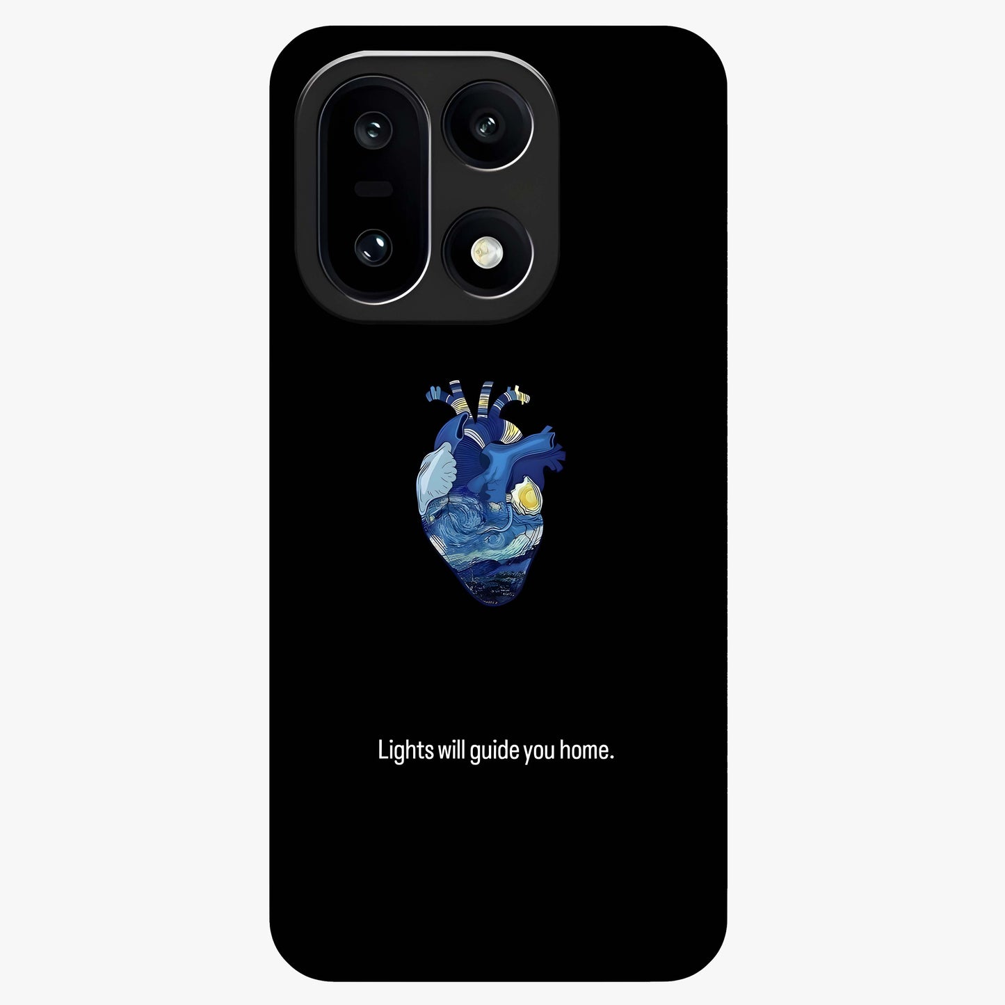 Starry Heart Compass Glass Case for 1+15 artistic front view featuring heart shaped compass artwork with star details