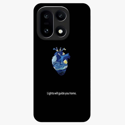Starry Heart Compass Glass Case for 1+15 artistic front view featuring heart shaped compass artwork with star details