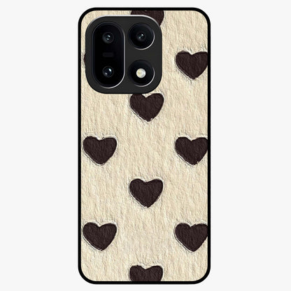 Textured Love Pattern Glass Case for 1+15 romantic front view featuring heart themed textured artwork