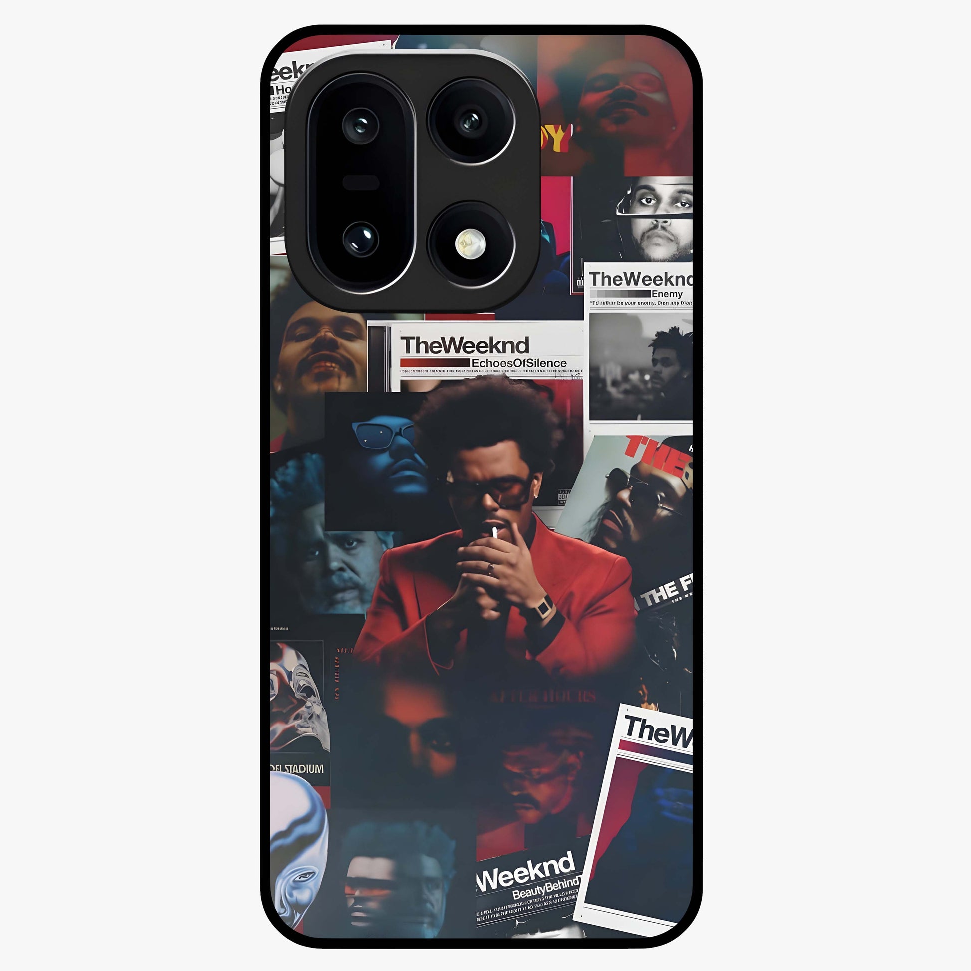 The Weeknd Glass Case for 1+15 stylish front view featuring music inspired artistic artwork