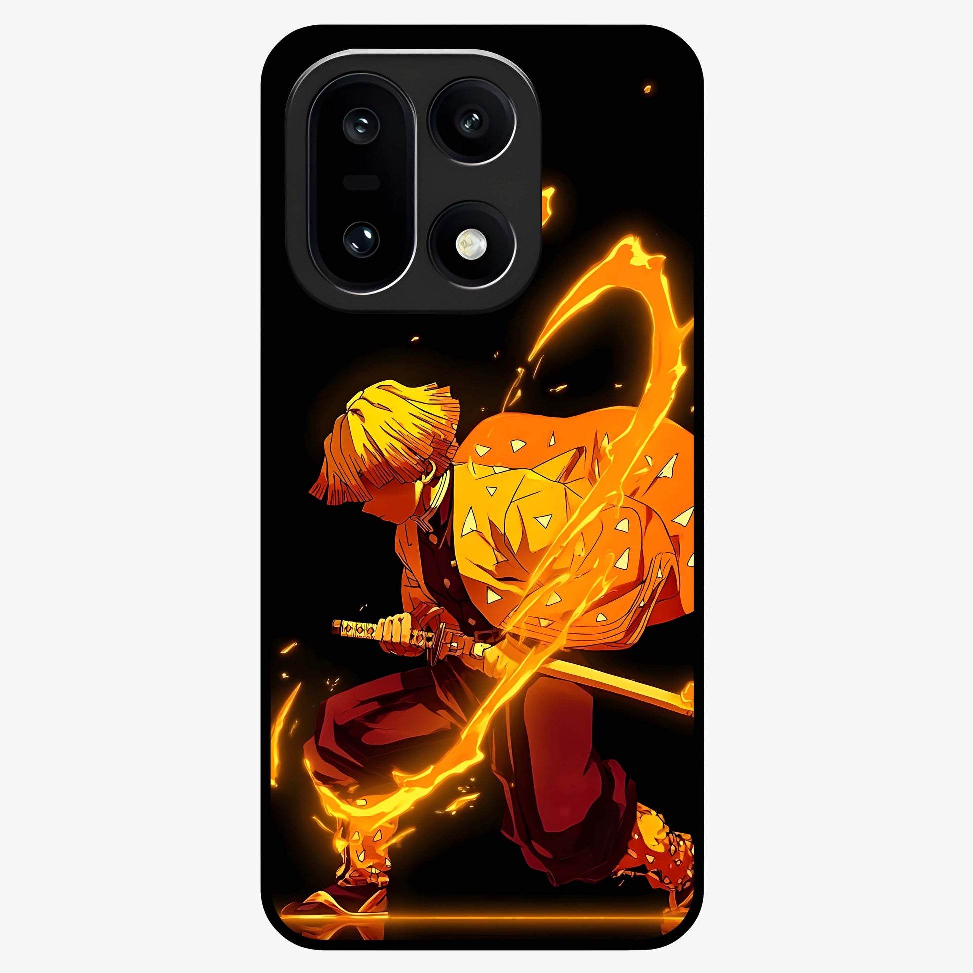Thunder Flame Execution Glass Case for 1+15 intense front view featuring lightning and flame inspired artwork