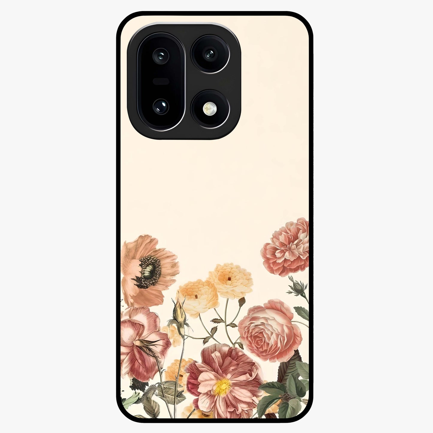 Timeless Garden Romance Glass Case for 1+15 elegant front view featuring classic floral garden artwork