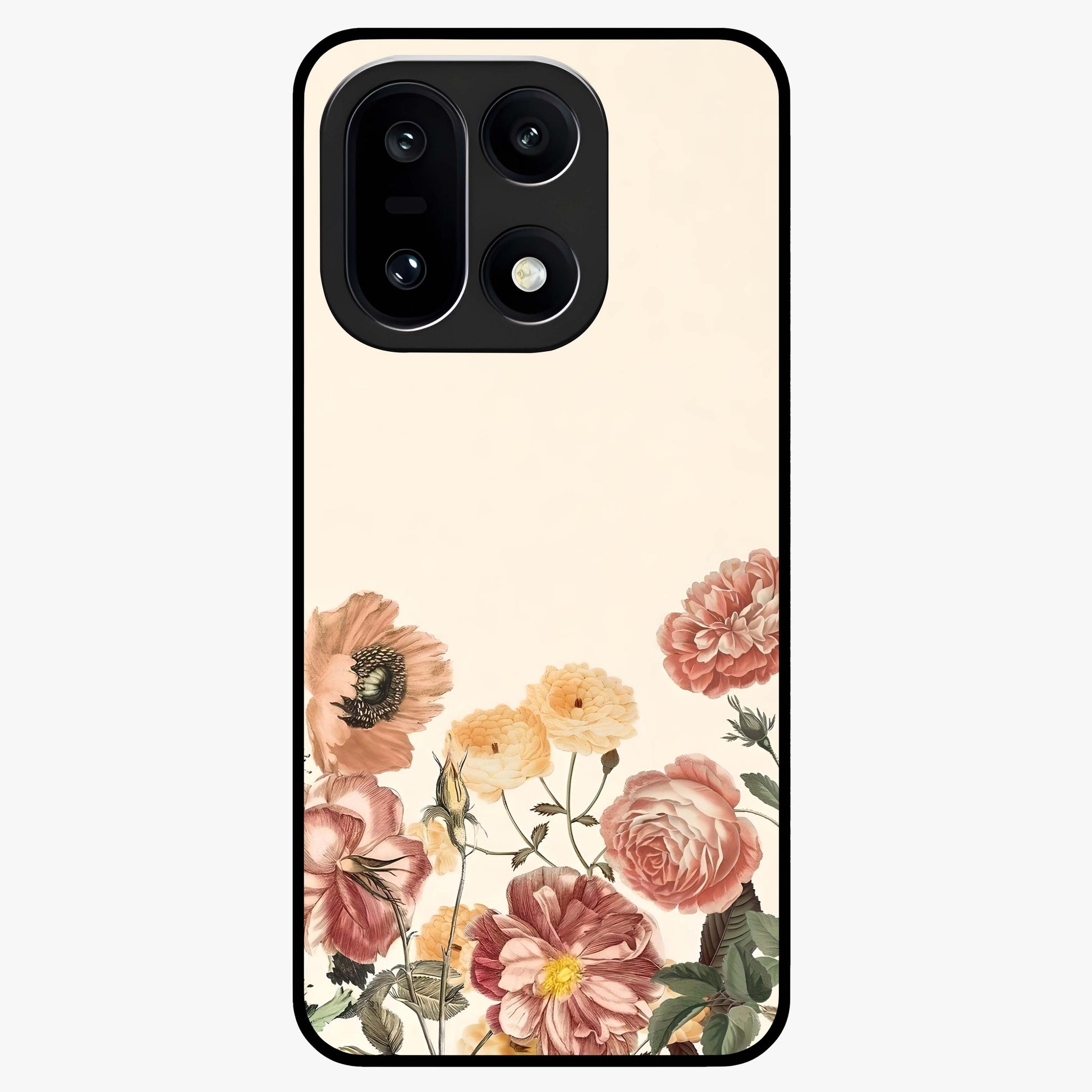 Timeless Garden Romance Glass Case for 1+15 elegant front view featuring classic floral garden artwork