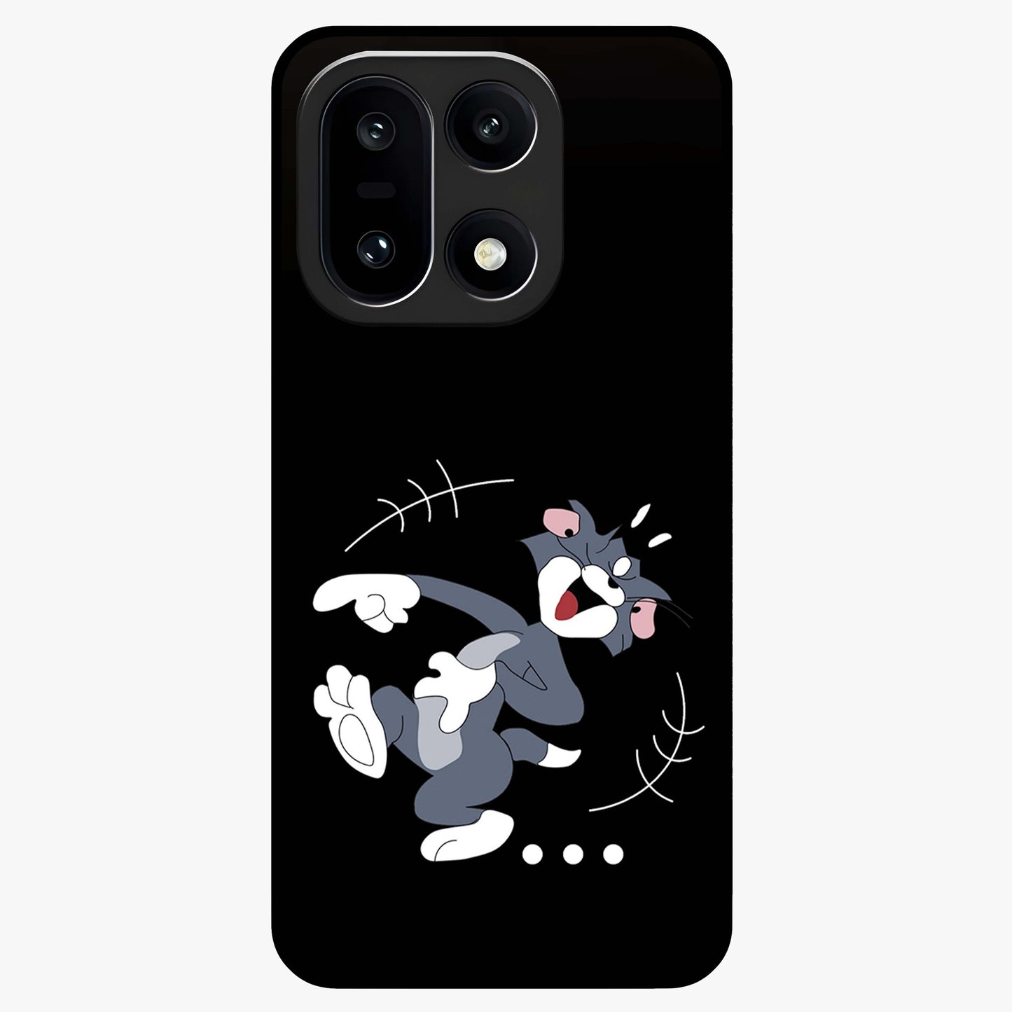 Tom in Trouble Glass Case for 1+15 playful front view featuring animated character artwork in humorous theme