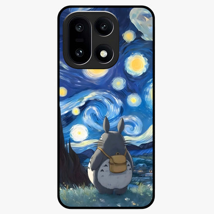 Totoro in Van Gogh Art Glass Case for 1+15 artistic front view featuring whimsical character artwork in painterly style