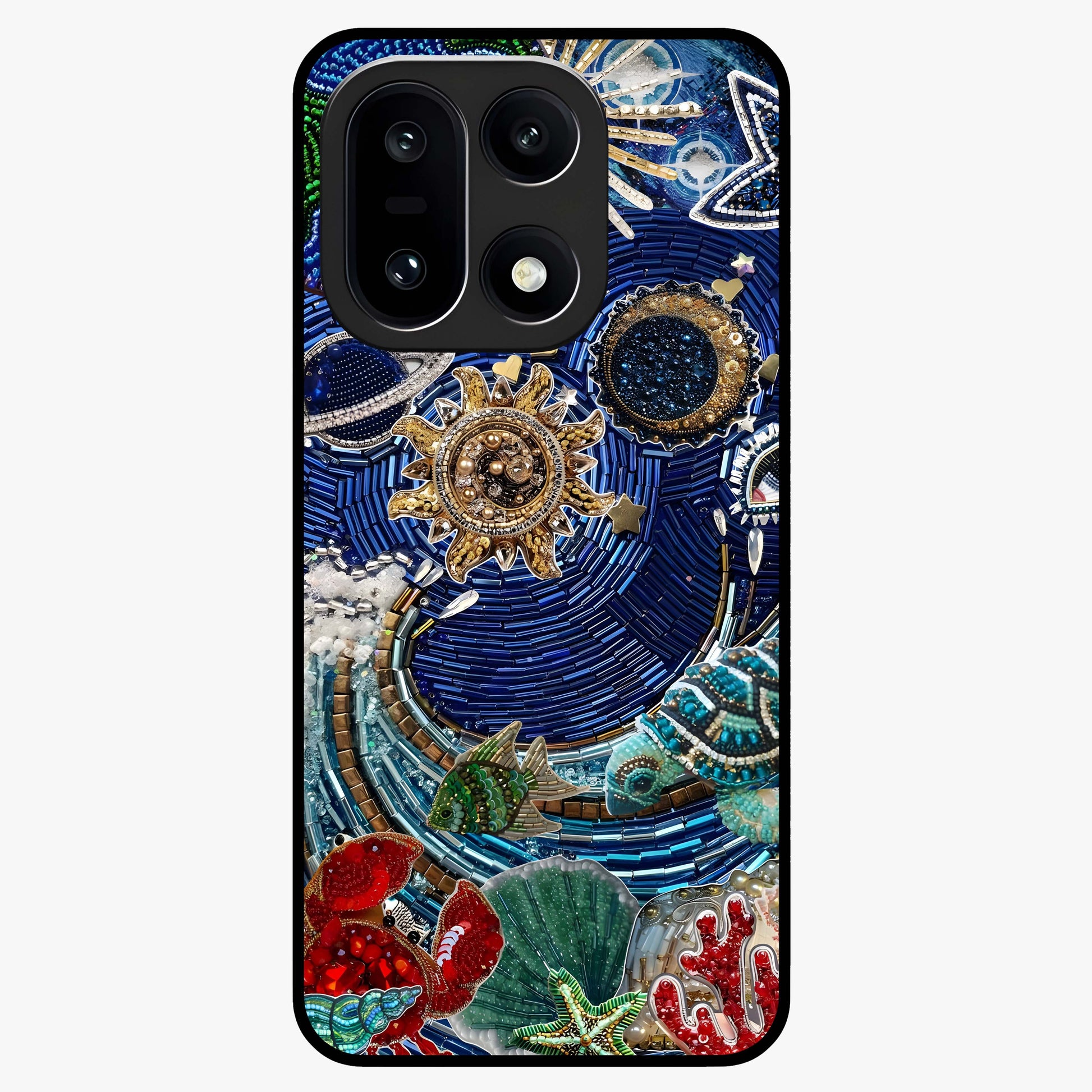 Universe Underwater Spark Glass Case for 1+15 imaginative front view featuring cosmic underwater themed artwork