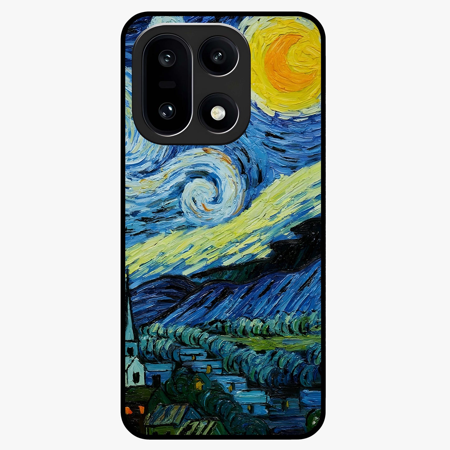 Van Gogh Art Glass Case for 1+15 artistic front view featuring painterly inspired classic artwork