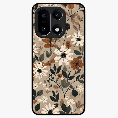 Vector Flowers Glass Case for 1+15 clean front view featuring sharp vector style floral artwork