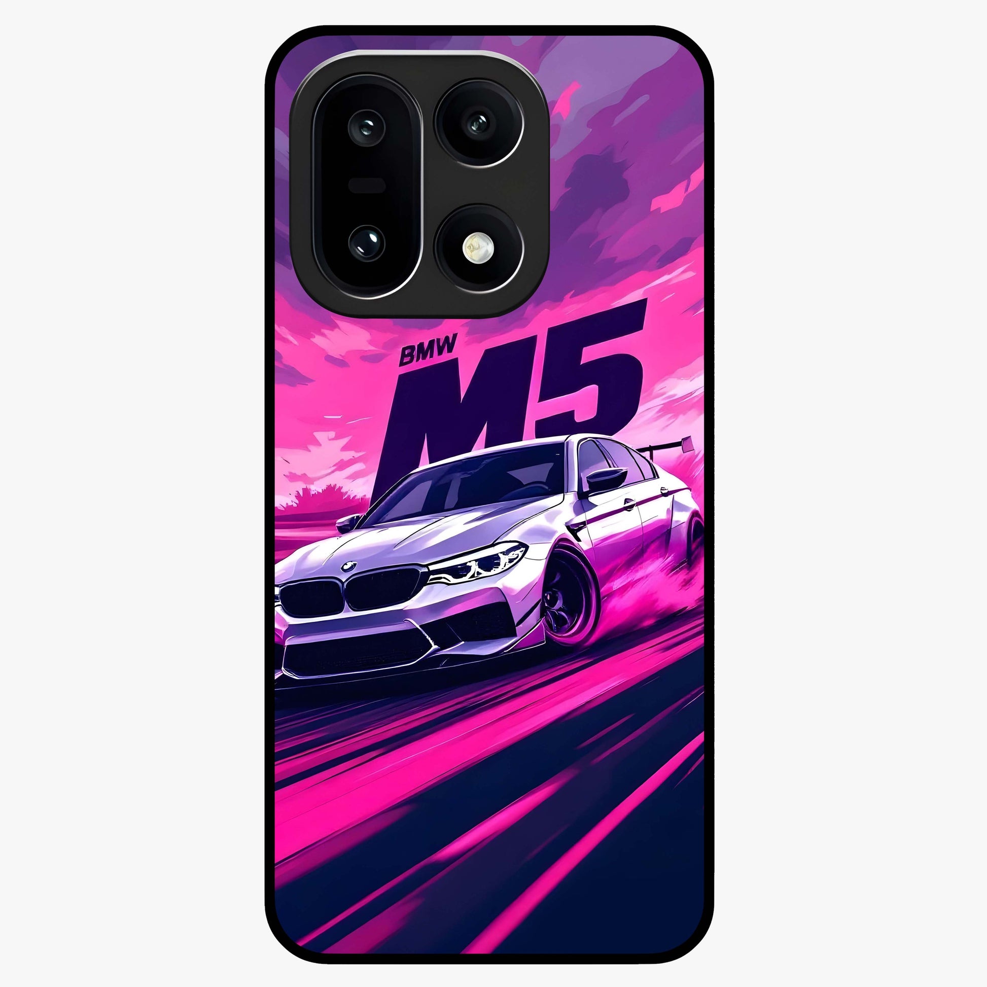Velocity Drift Pulse Glass Case for 1+15 dynamic front view featuring racing inspired motion artwork