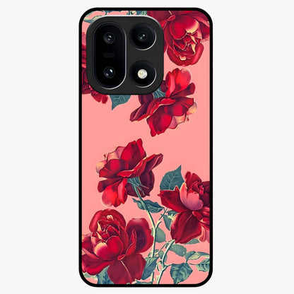 Vintage Rose Beauty Glass Case for 1+15 elegant front view featuring classic rose artwork in muted vintage tones