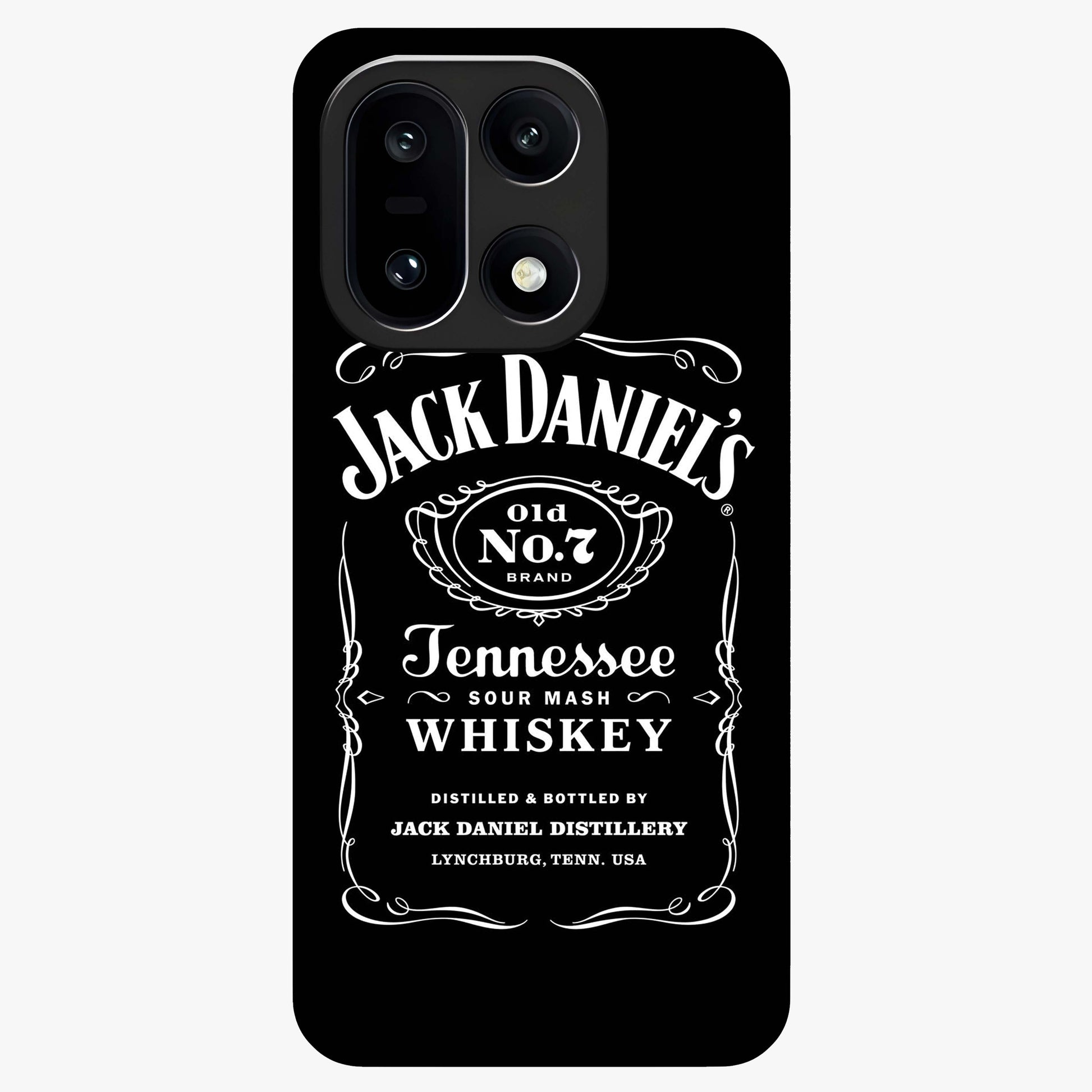 Vintage Whiskey Heritage Glass Case for 1+15 bold front view featuring classic whiskey label inspired artwork