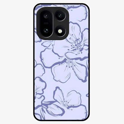 Violet Sketch Garden Glass Case for 1+15 artistic front view featuring floral sketch artwork in violet tones