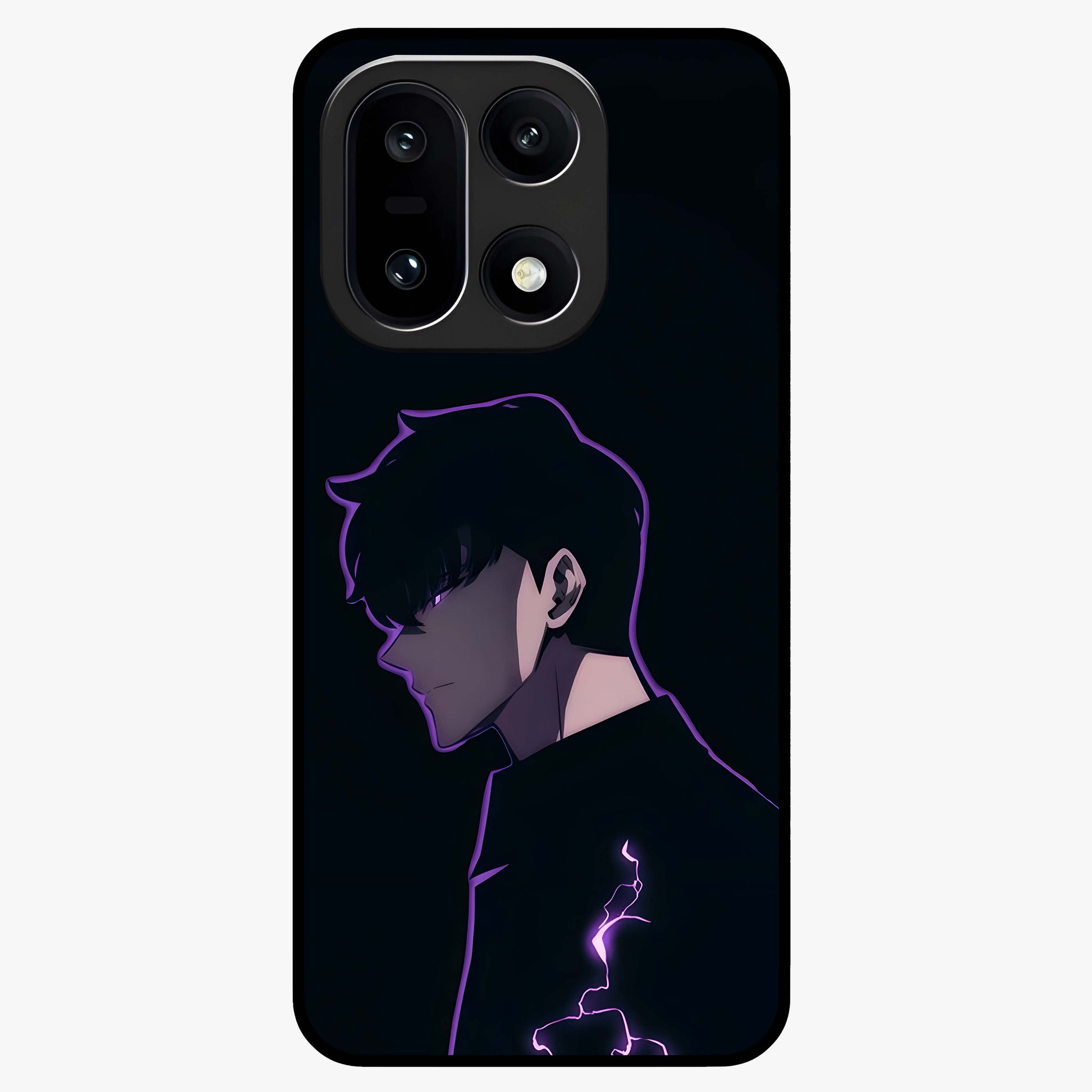 Void Lightning Phantom Glass Case for 1+15 electrifying front view featuring lightning inspired dark artwork