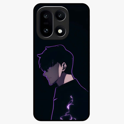 Void Lightning Phantom Glass Case for 1+15 electrifying front view featuring lightning inspired dark artwork