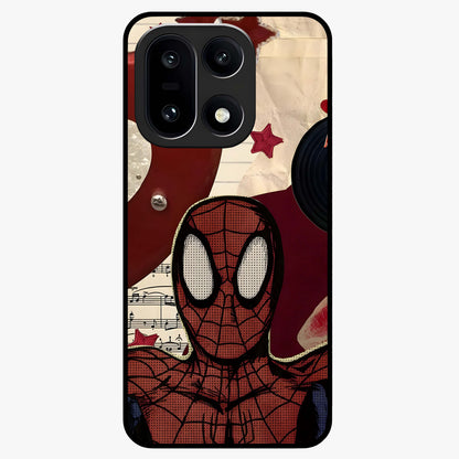 Web Warrior Vibes Glass Case for 1+15 dynamic front view featuring superhero inspired web themed artwork