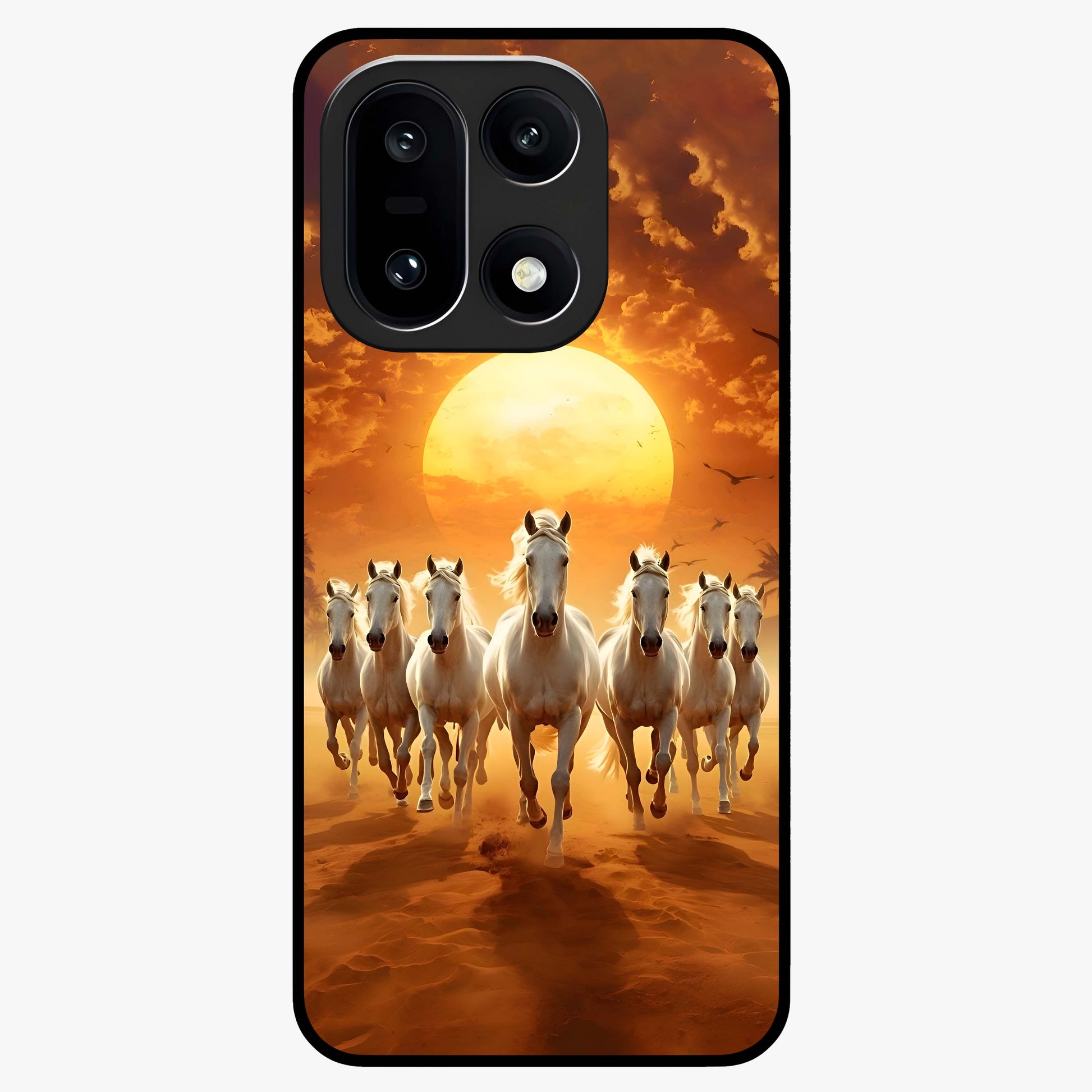 Wild Sunset Majesty Glass Case for 1+15 dramatic front view featuring bold sunset landscape artwork