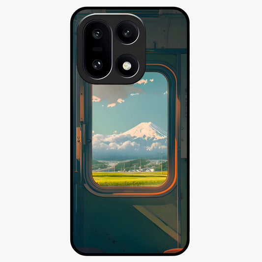 Window to Fuji Glass Case for 1+15 scenic front view featuring Mount Fuji artwork framed through a window design