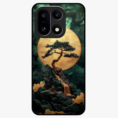 Zen Moon Rise Glass Case for 1+15 tranquil front view featuring rising moon artwork in minimalist style