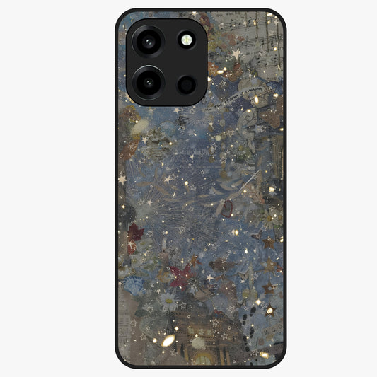 Aesthetic Astrolophia Glass Case showing flat back view with dreamy aesthetic design and glossy glass finish.