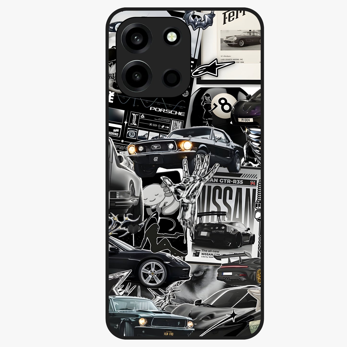 Aesthetic Dark Love Glass Case showing flat back view with dark romantic artwork and glossy glass finish.