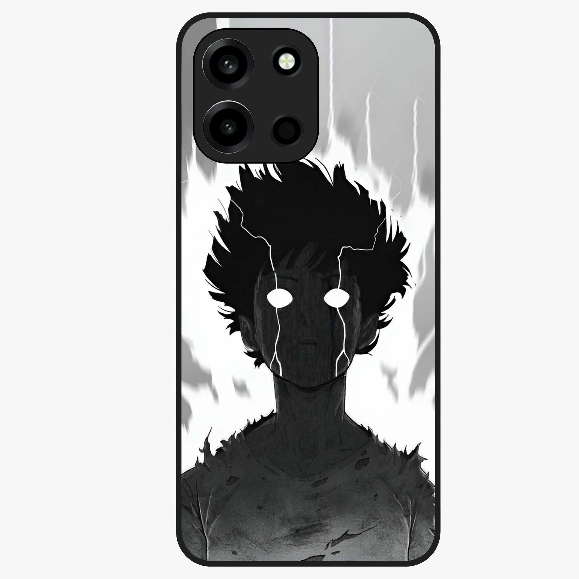 Awakened Inner Rage Glass Case showing flat back view with intense artistic artwork and glossy glass finish.