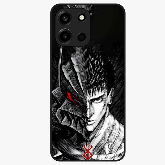 Berserker Blood Oath Glass Case showing flat back view with fierce warrior inspired artwork and glossy glass finish.
