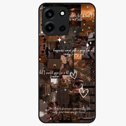 Bittersweet Aesthetic Chaos Glass Case showing flat back view with artistic chaotic aesthetic design and glossy glass finish.