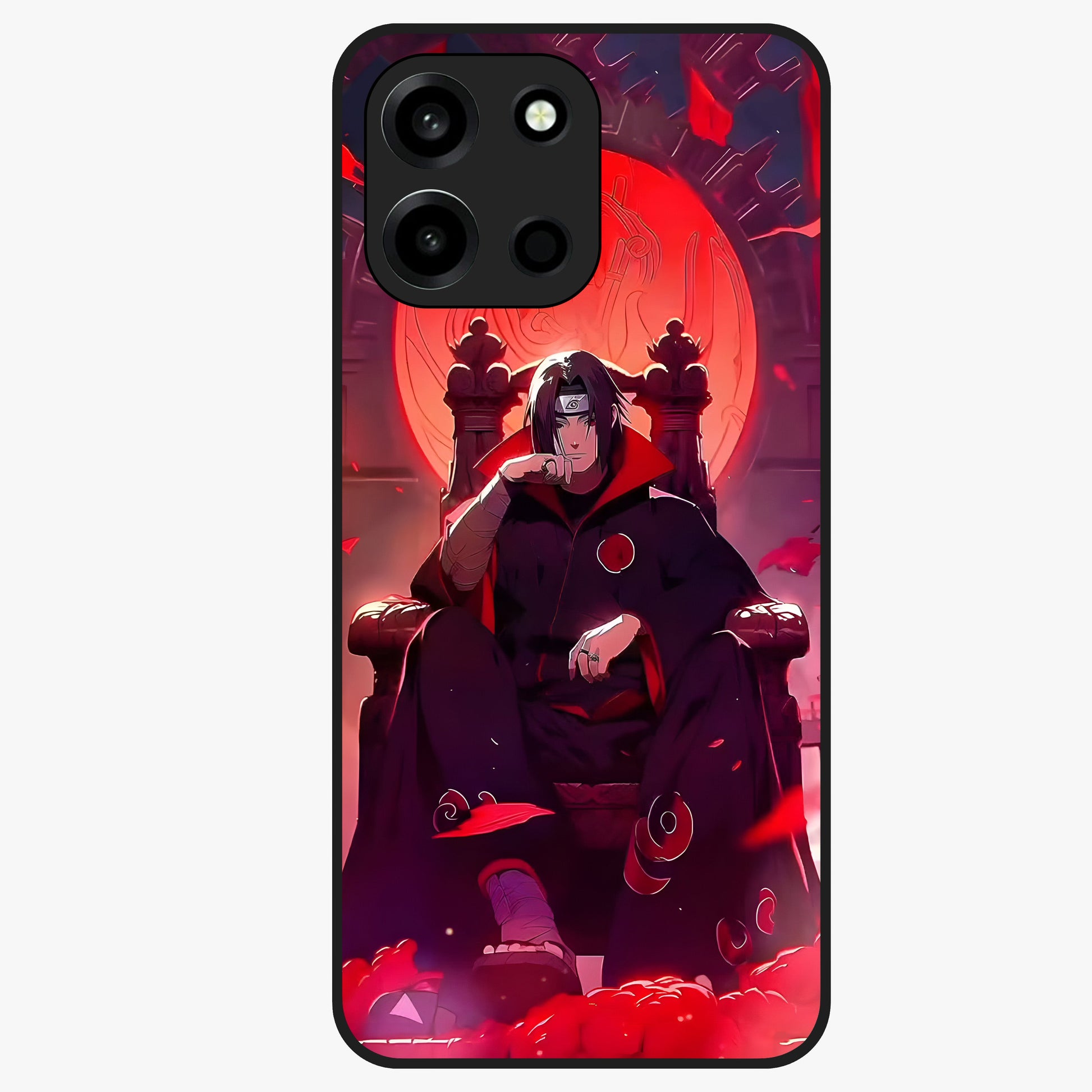 Blood Moon Sovereign Glass Case showing flat back view with mystical blood moon artwork and glossy glass finish.