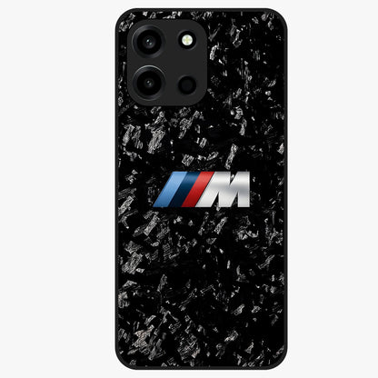 Carbon Speed Mark Glass Case showing flat back view with sporty carbon pattern artwork and glossy glass finish.