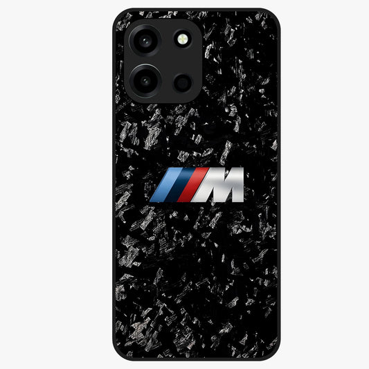 Carbon Speed Mark Glass Case showing flat back view with sporty carbon pattern artwork and glossy glass finish.