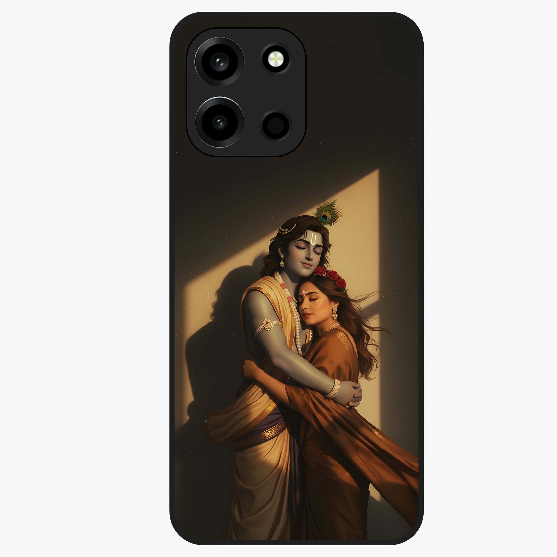 Divine Eternal Love Glass Case showing flat back view with spiritual love themed artwork and glossy glass finish.
