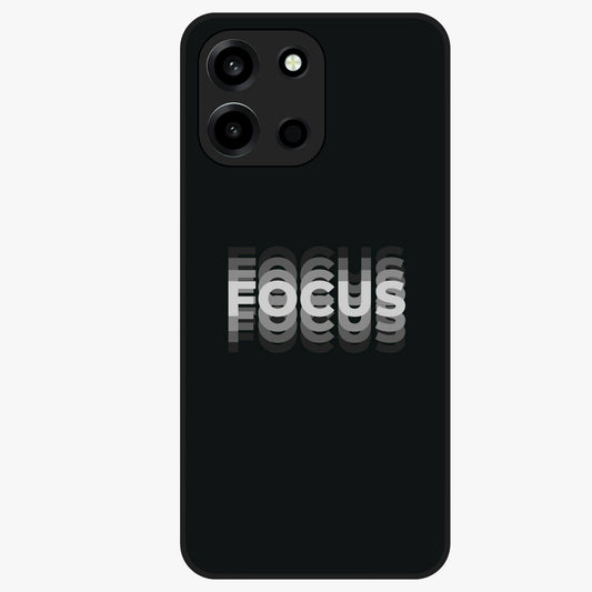 Focused Blade Discipline Glass Case showing flat back view with warrior sword themed artwork and glossy glass finish.
