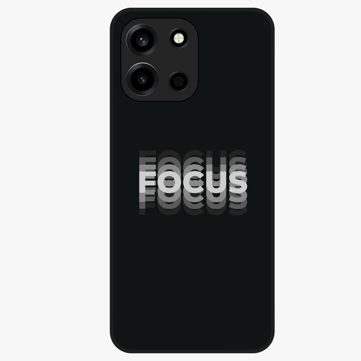 Focused Blade Discipline Glass Case showing flat back view with warrior sword themed artwork and glossy glass finish.