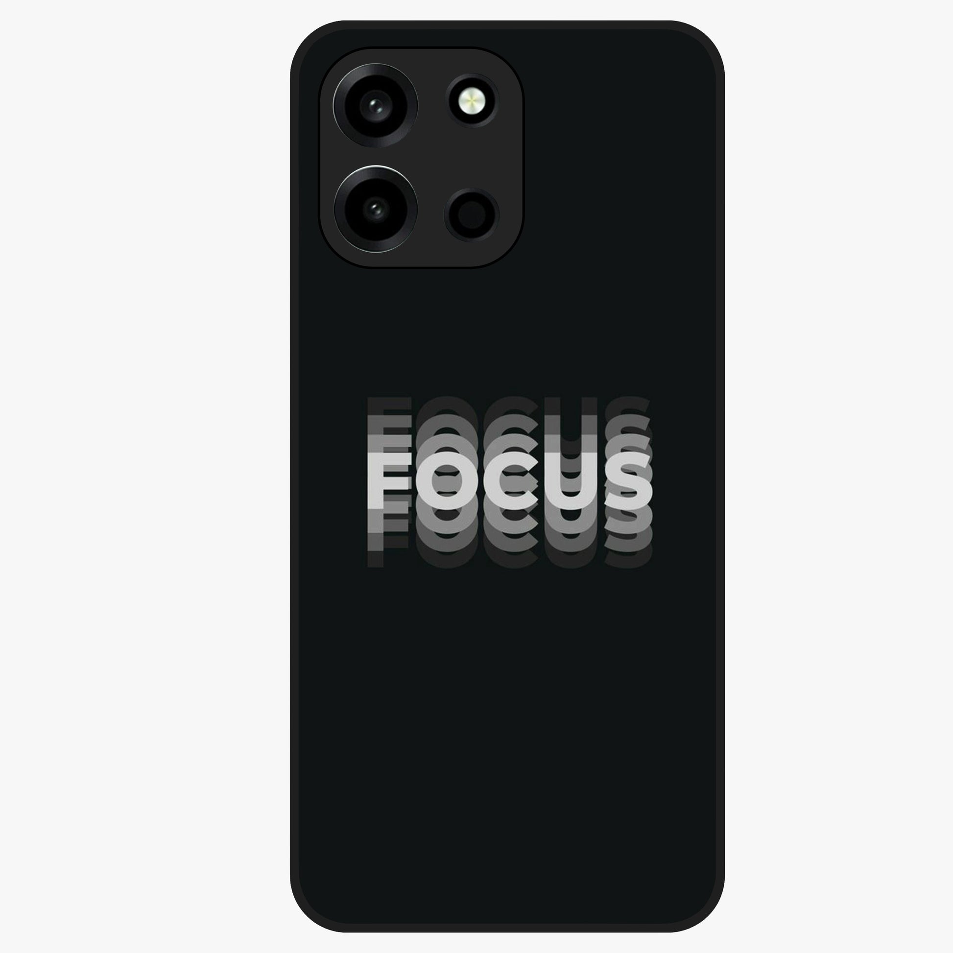 Focused Blade Discipline Glass Case showing flat back view with warrior sword themed artwork and glossy glass finish.